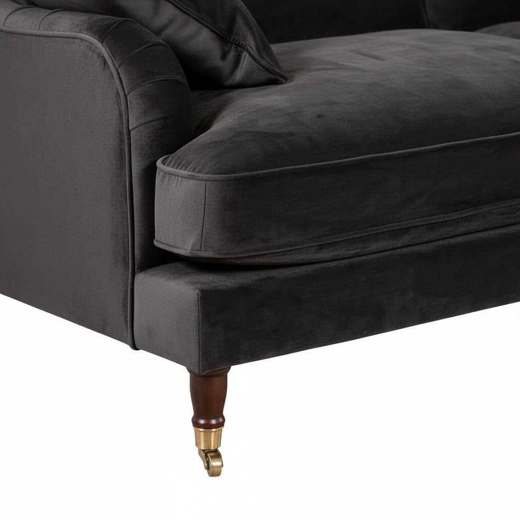 Black Velvet 3 Seater Sofa