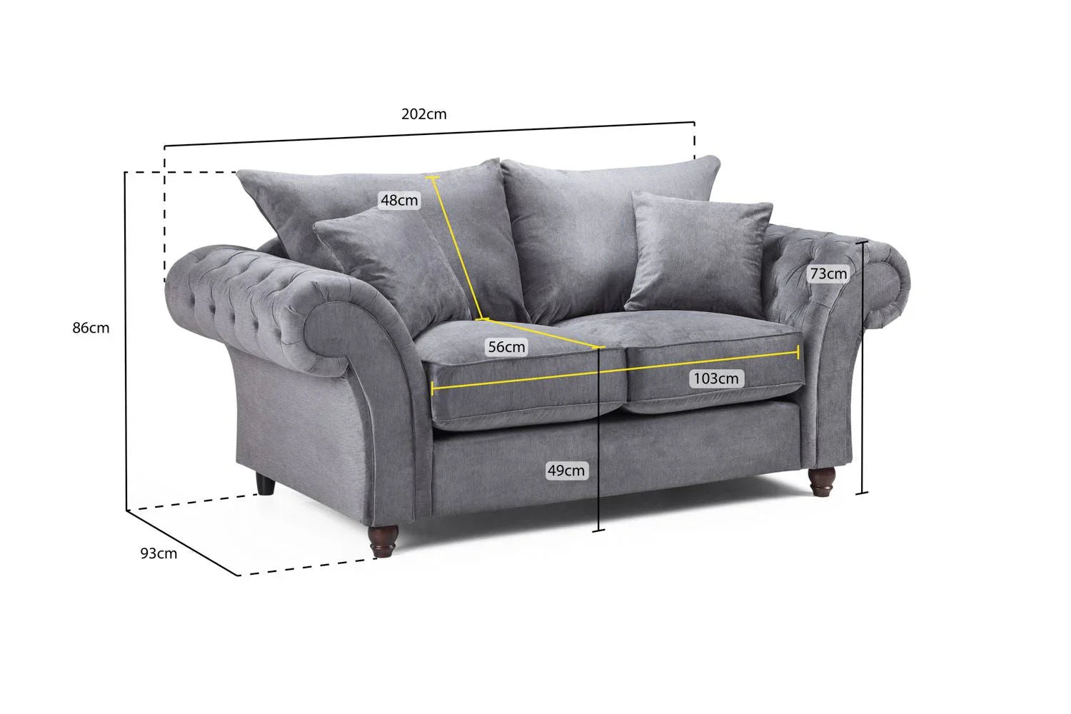 Windsor 2 Seater Sofa In Grey