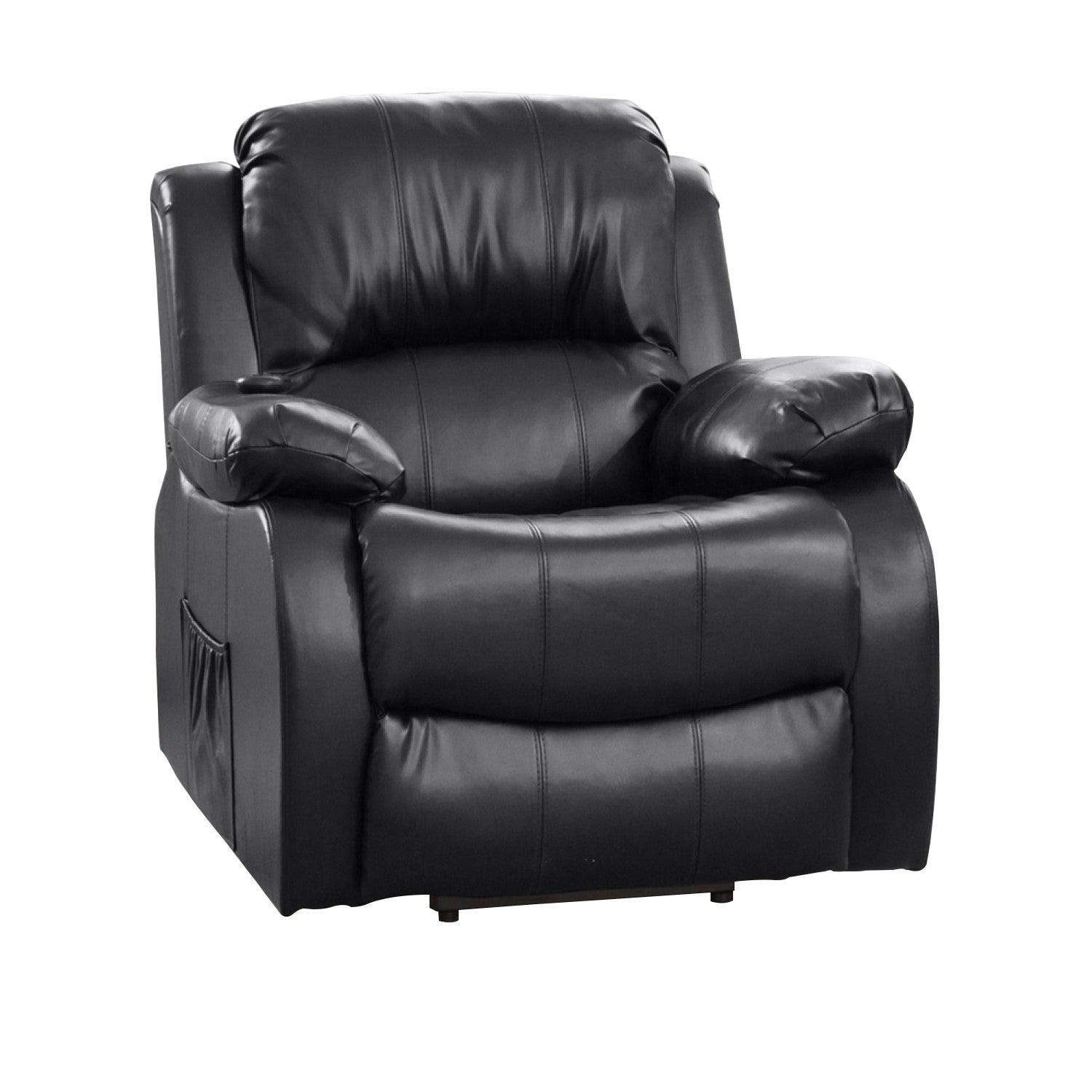 Rise Assist© Dual Motor Leather Heat & Massage Lift-Assist Electric Recliner Chair in Black Leather