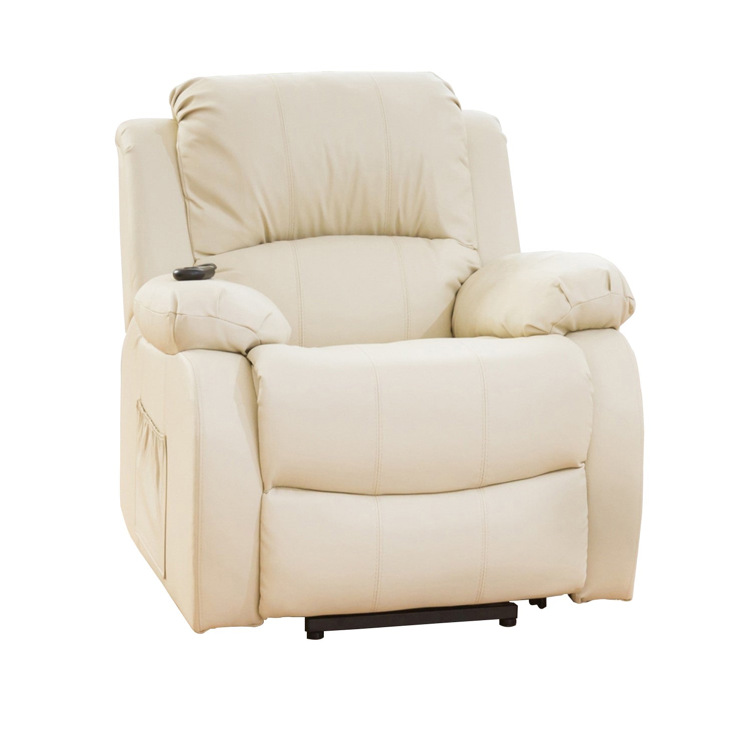 Rise Assist© Dual Motor Leather Heat & Massage Lift-Assist Electric Recliner Chair in Cream Leather