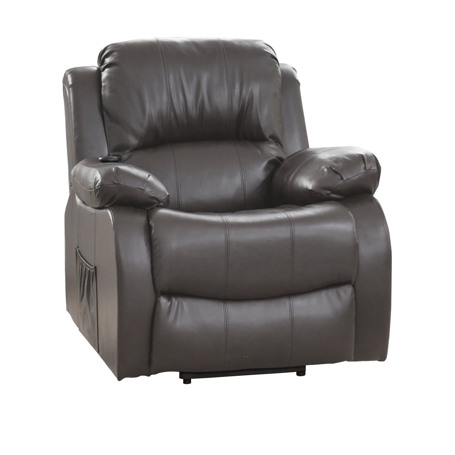 Rise Assist© Dual Motor Leather Heat & Massage Lift-Assist Electric Recliner Chair in Grey Leather