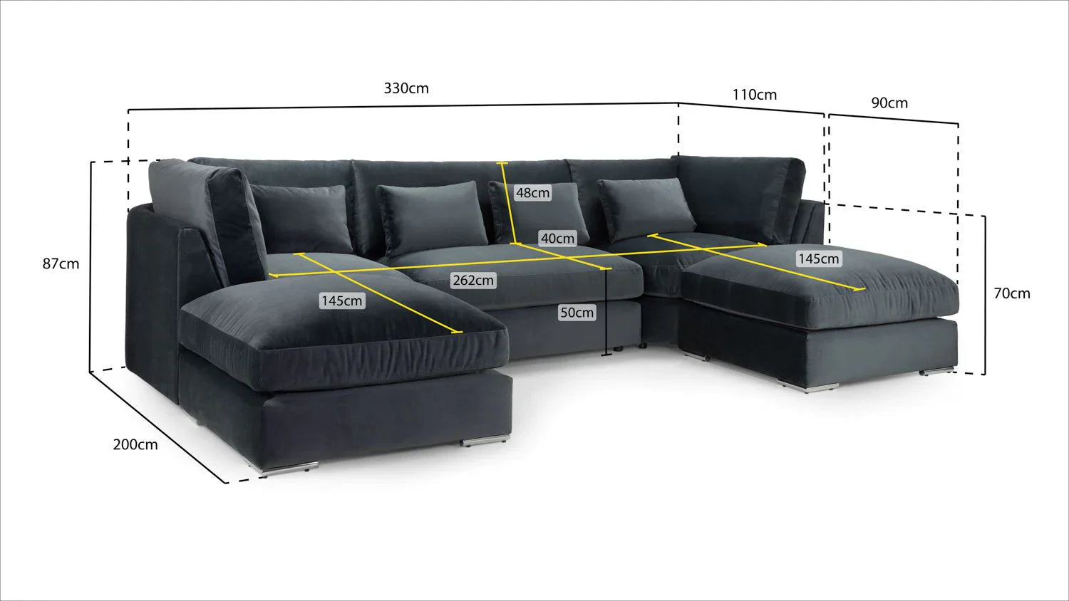 Belgravia U-Shape Sofa In Slate