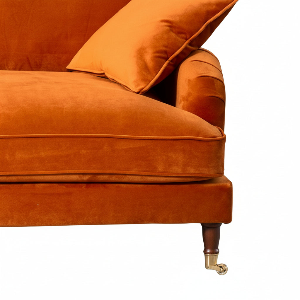 Burnt Orange Velvet 2 Seater Sofa