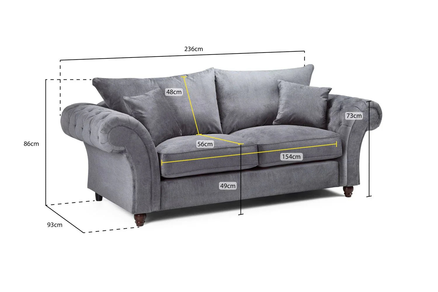 Windsor 3 Seater Sofa In Grey