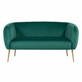 Green Velvet 2 Seater Sofa with Gold Legs