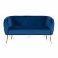 Blue Velvet 2 Seater Sofa with Gold Legs