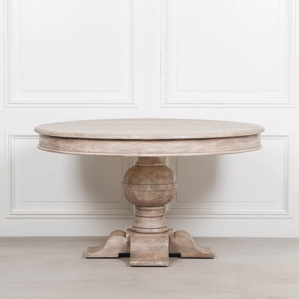 Rustic Acacia Round Ball Dining Table With 4 Louis Chairs