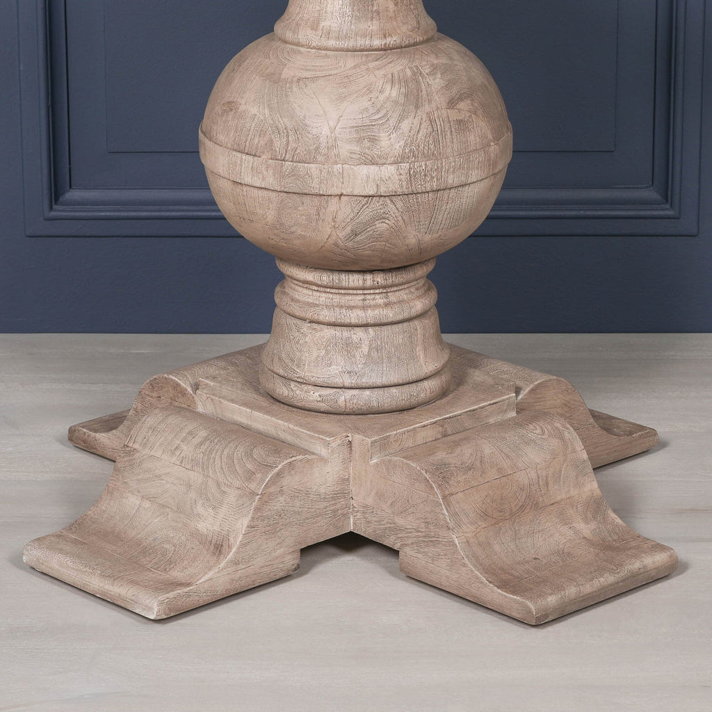 Rustic Acacia Round Ball Dining Table With 4 Louis Chairs