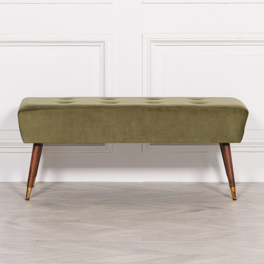 Olive Green Buttoned Ottoman Stool