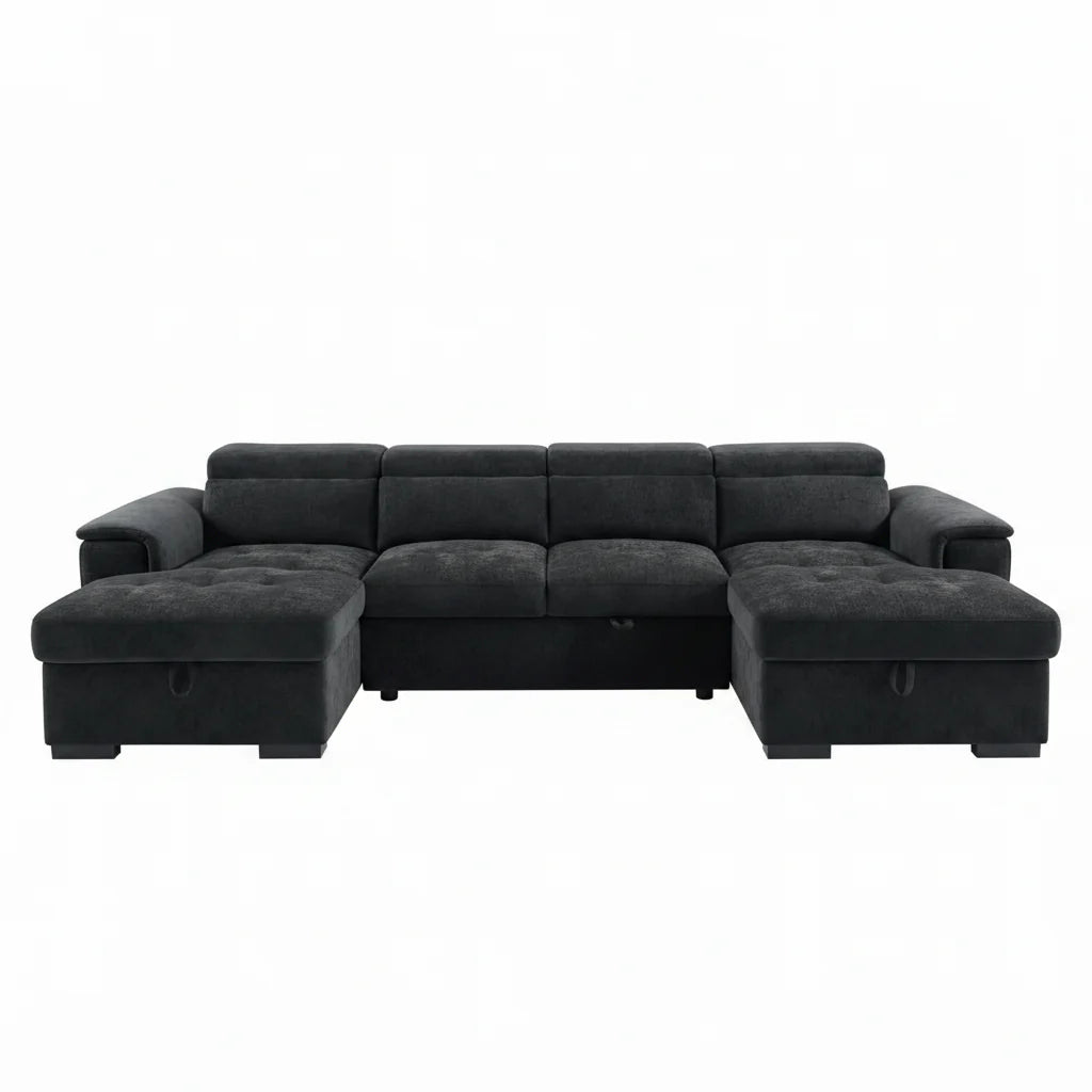 Alaya Sofabed Black U Shape Corner