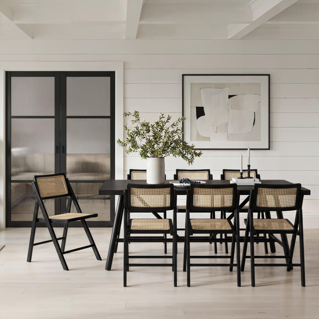 Louie Black Dining Table with 4 Ashton Black Dining Chairs