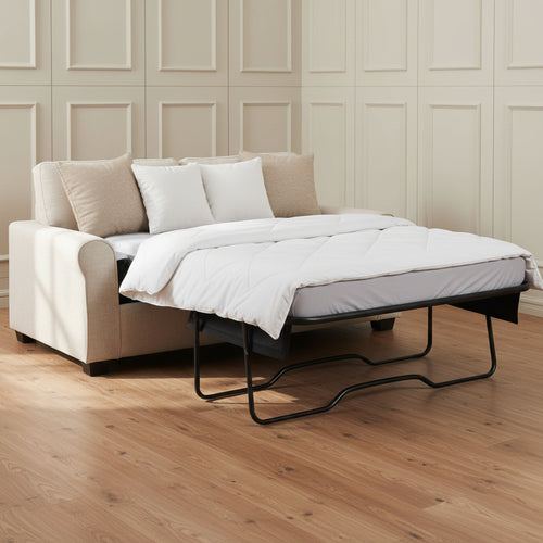 BEIGE FABRIC 2 SEATER SOFA BED