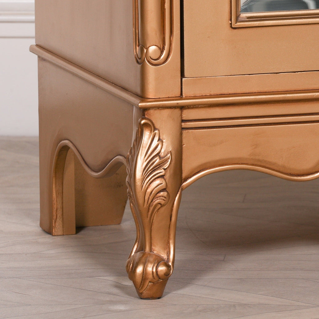 French Gold Carved Single Door Armoire with Mirrored Door