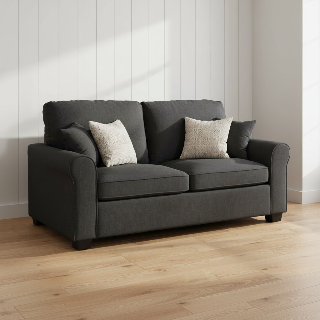 BLACK FABRIC 2 SEATER SOFABED