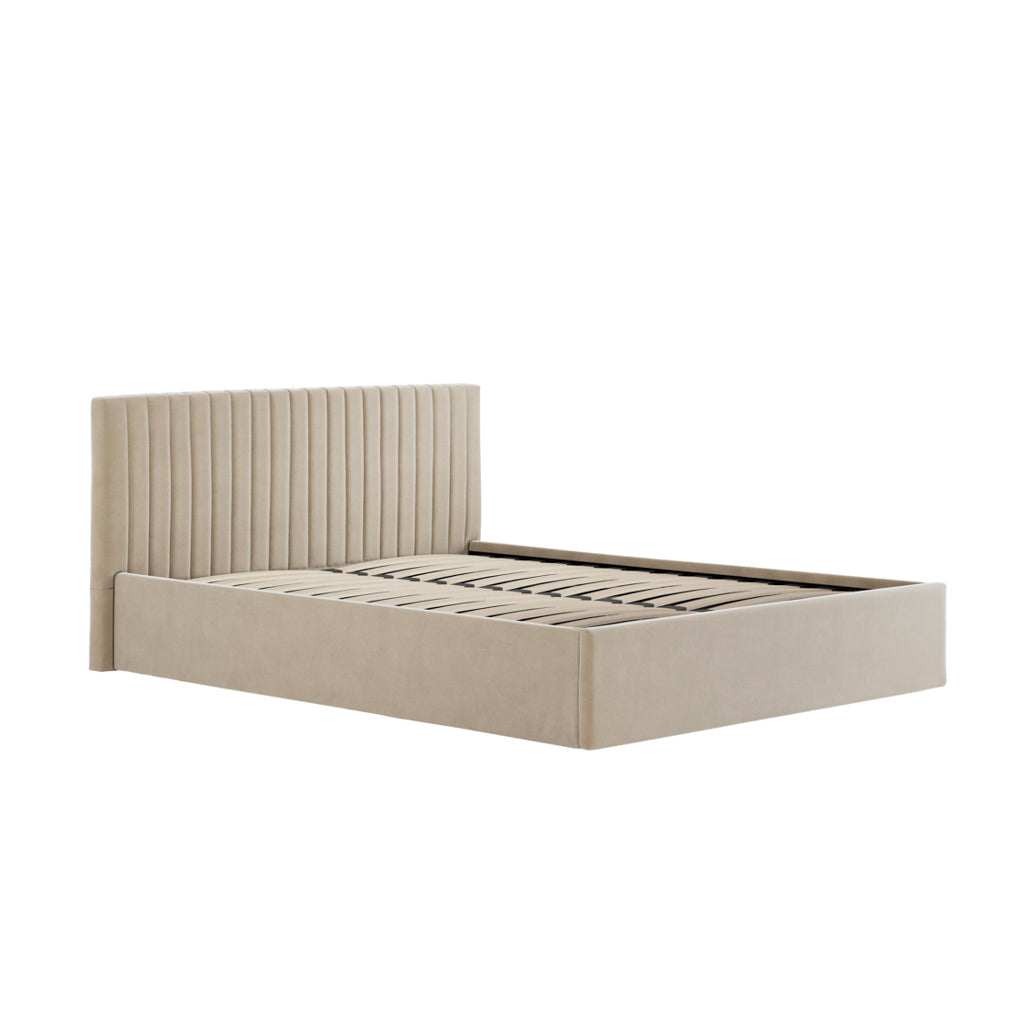 Beige Double Ottoman Bed
