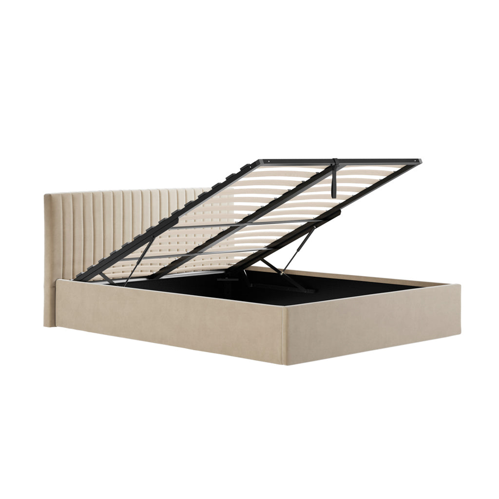 Beige Kingsize Ottoman Bed