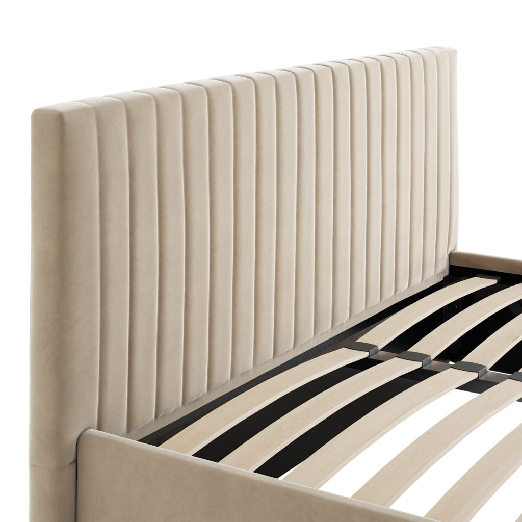 Beige Double Ottoman Bed