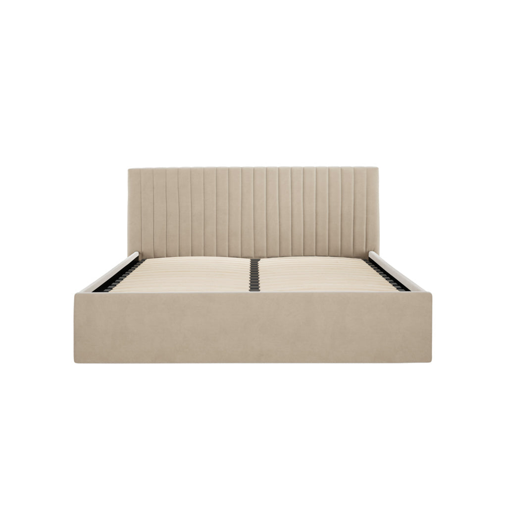 Beige Double Ottoman Bed