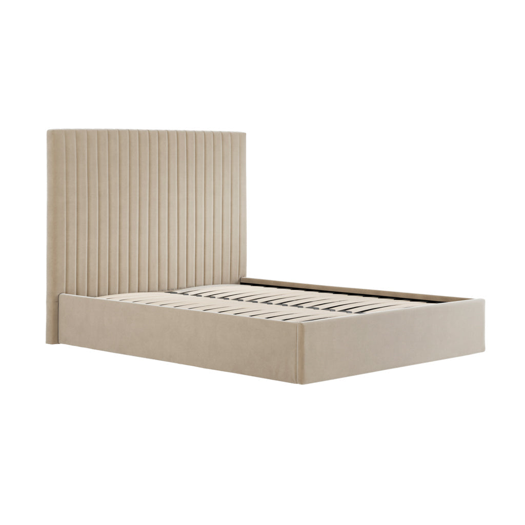 Beige Tall Kingsize Ottoman Bed