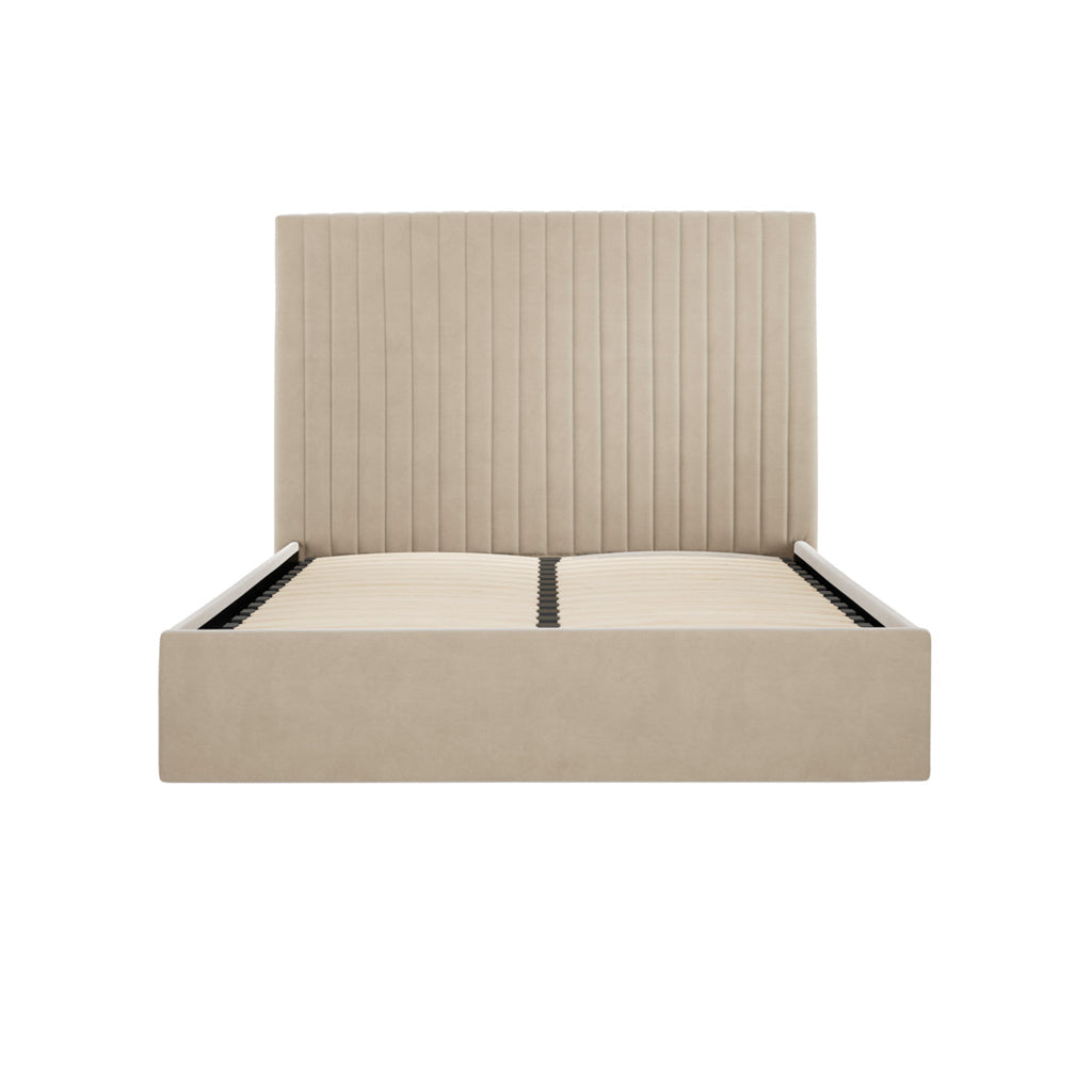 Beige Tall Kingsize Ottoman Bed