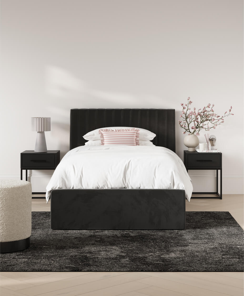 Berlin Black Ottoman Bed In Single