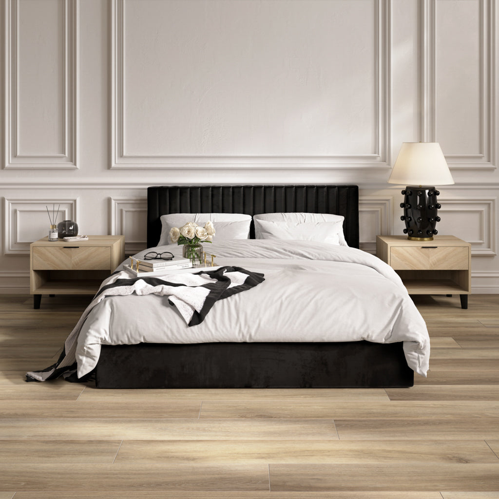 Berlin Black Ottoman Bed In Super Kingsize