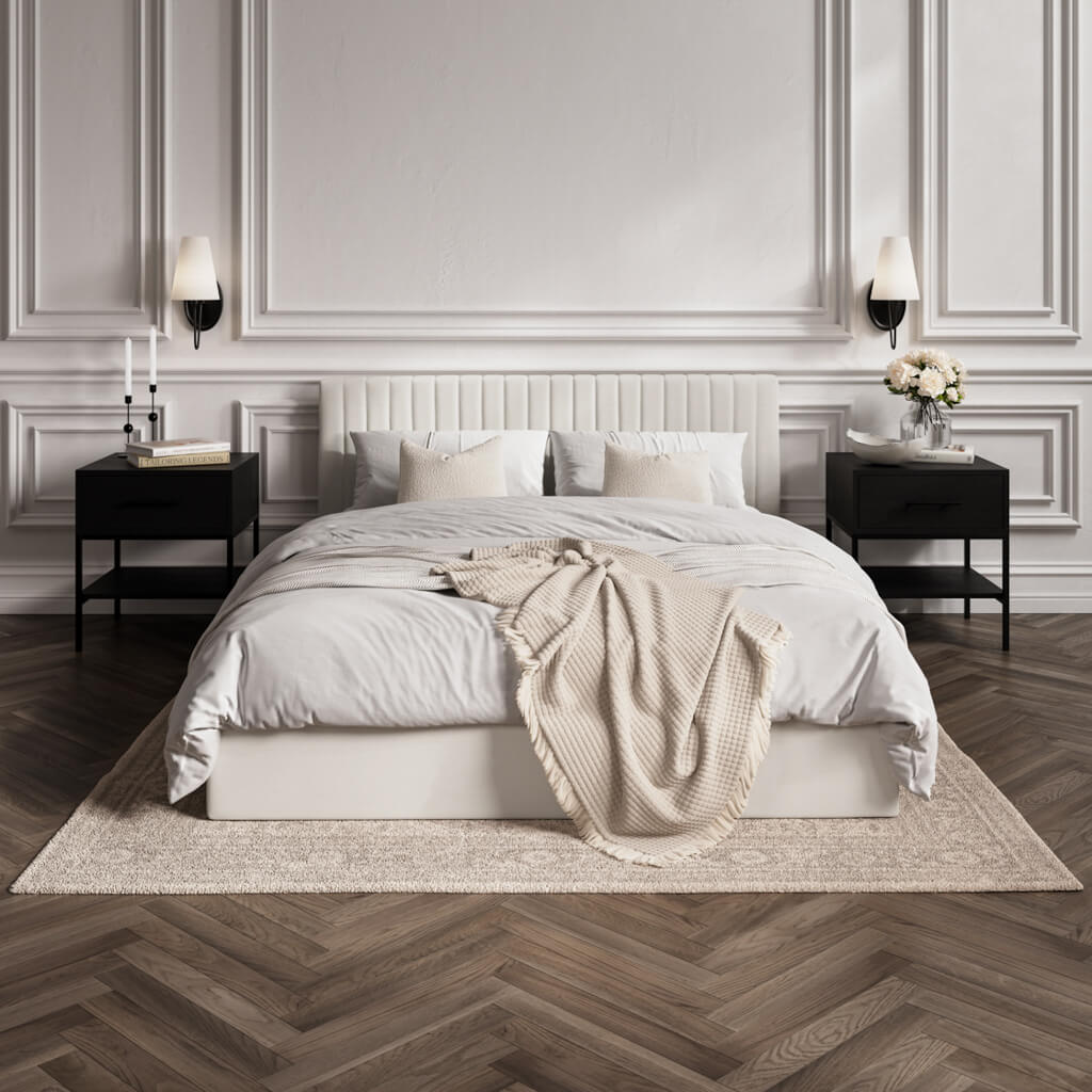 Milk Double Ottoman Bed