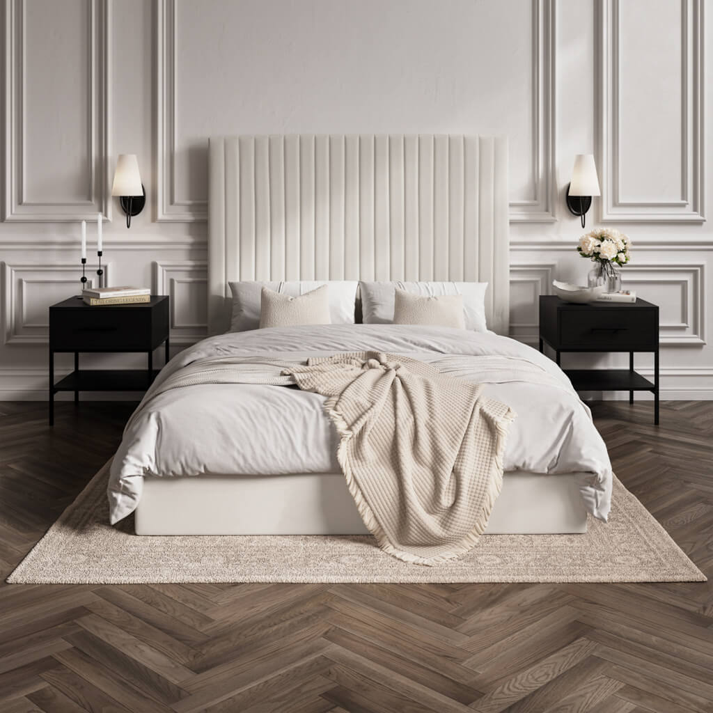 Milk Tall Super Kingsize Ottoman Bed
