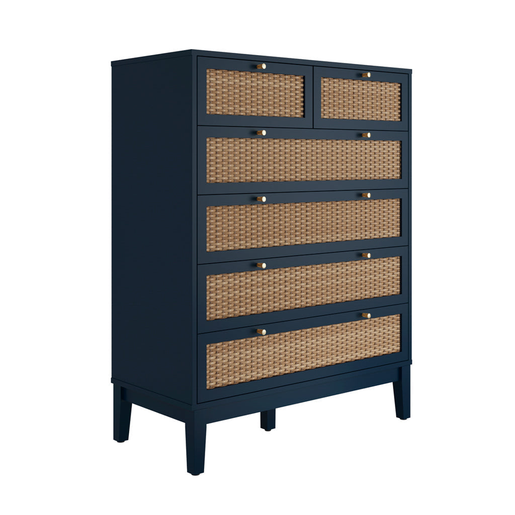 Blue Oak & Rattan Accent Bedroom Furniture Set