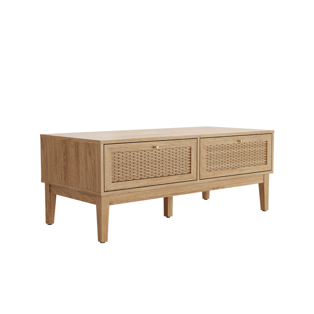 Oak & Rattan Coffee Table