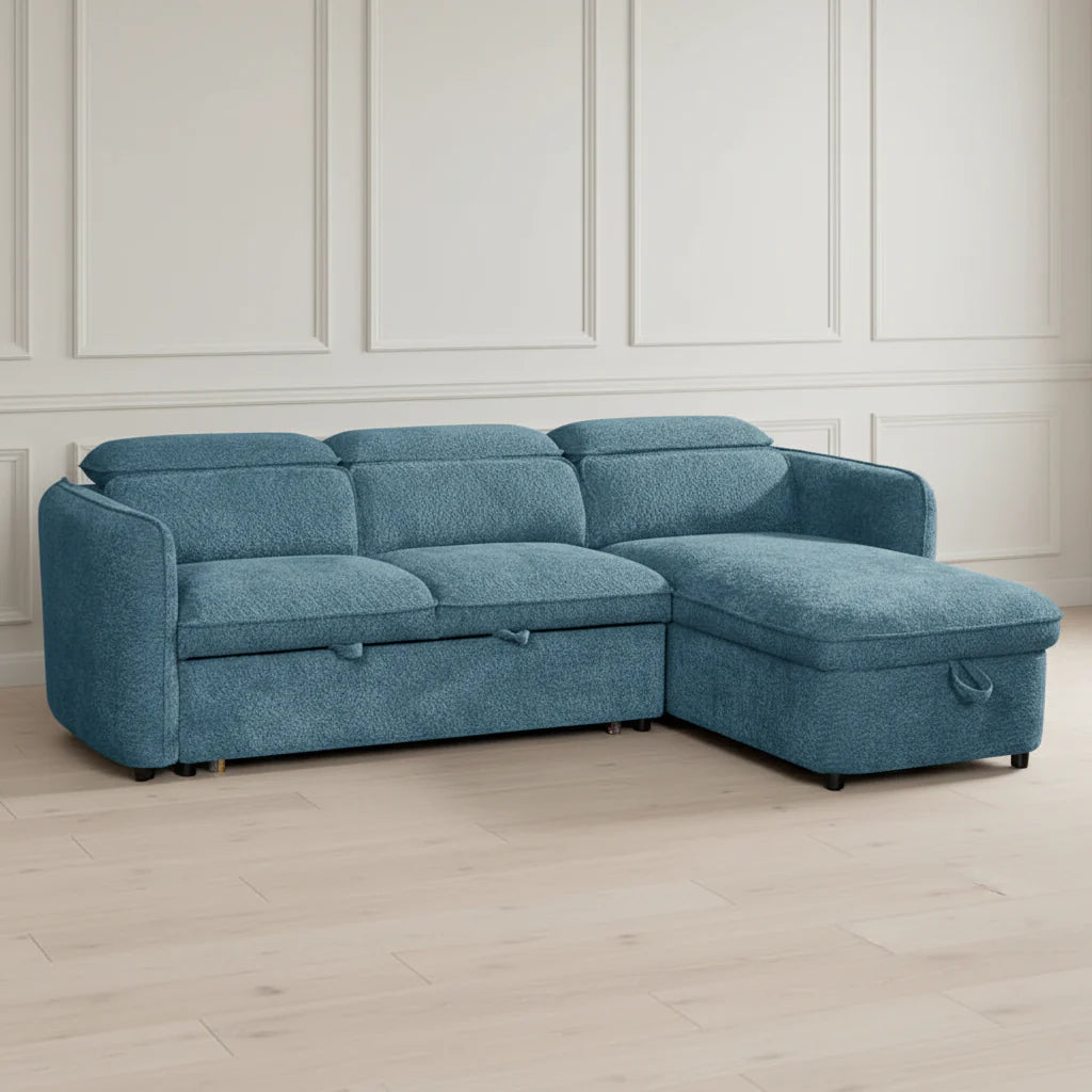 Capri Universal Corner Sofabed With Storage in blue