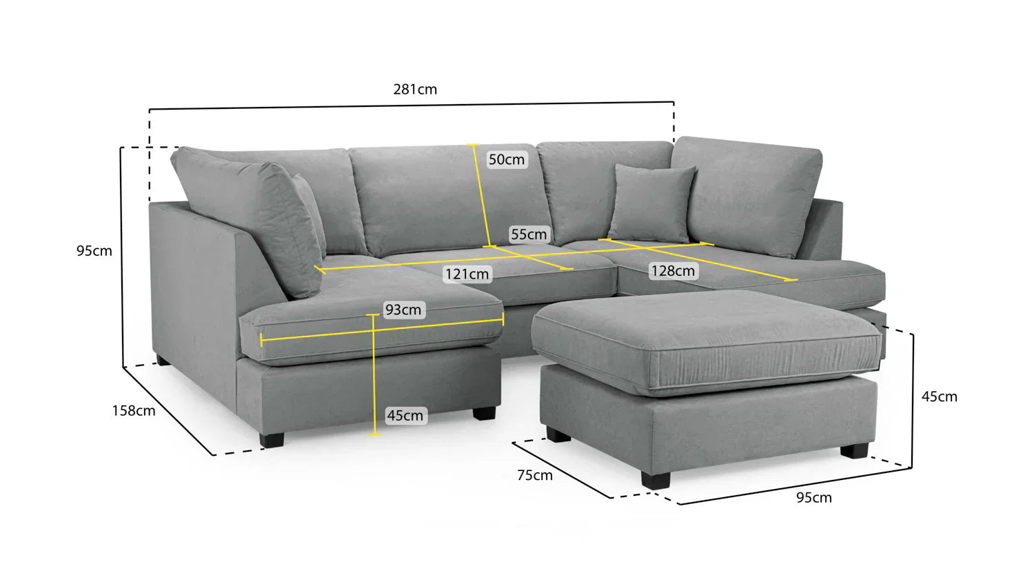 Carnaby Cinema U-Shape Sofa In Grey