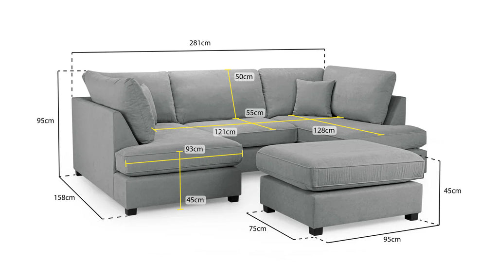 Carnaby Cinema U-Shape Sofa In Plush Velvet Beige