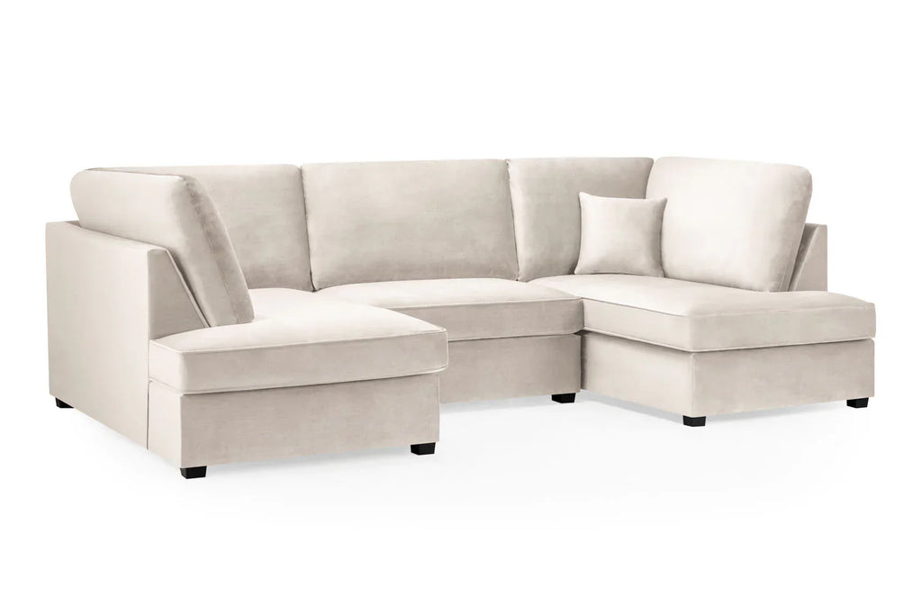 Carnaby Cinema U-Shape Sofa In Plush Velvet Beige