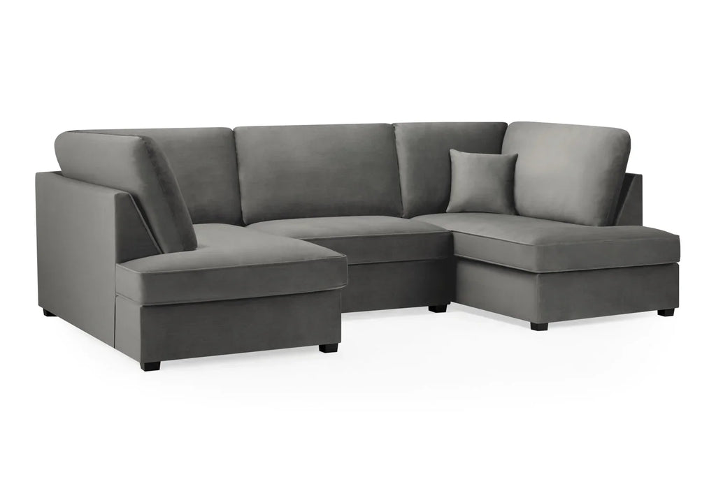Carnaby Cinema U-Shape Sofa In Plush Velvet Grey