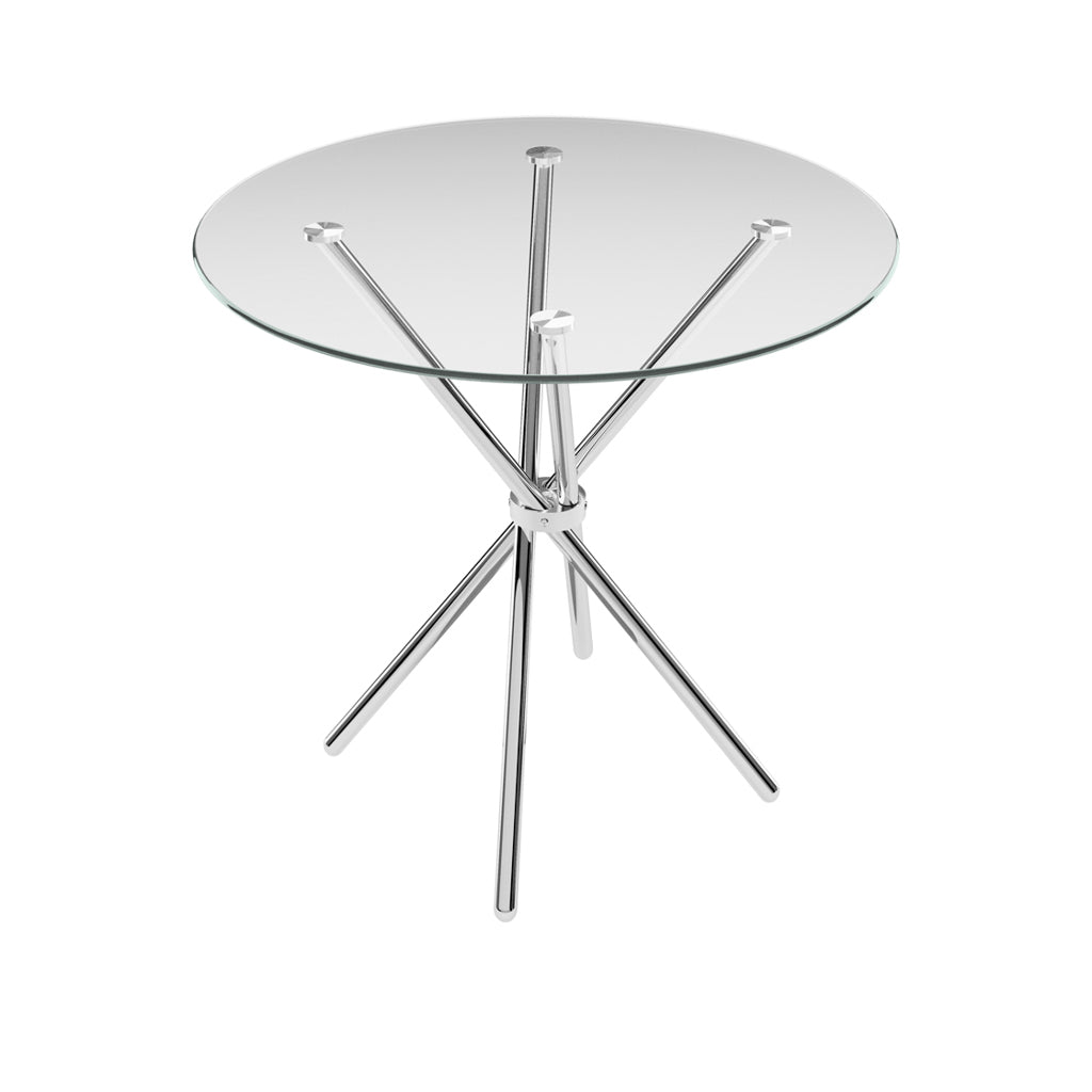 Glass Top & Chrome Silver Legs Dining Table