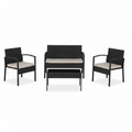 Cedar 4pc Garden Set - Black | Black Rattan Garden Furniture Sey, The Range, B&Q, Tesco. We are the lowest price in the united kingdom at only £109.99. 4 Piece Black Rattan Garden Furniture Set. Black Rattan Garden Armchair, Black Rattan Garden Sofa, Black Rattan Garden Coffee Table. 