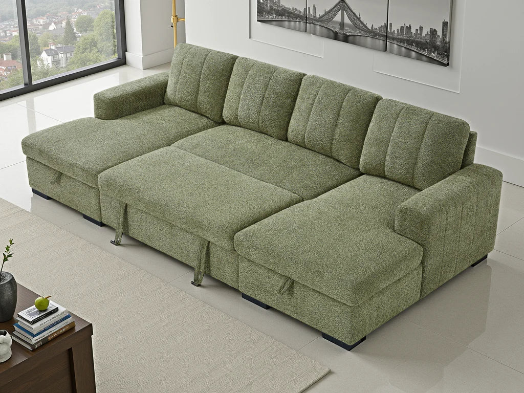 Como Sofabed Green U Shape Corner