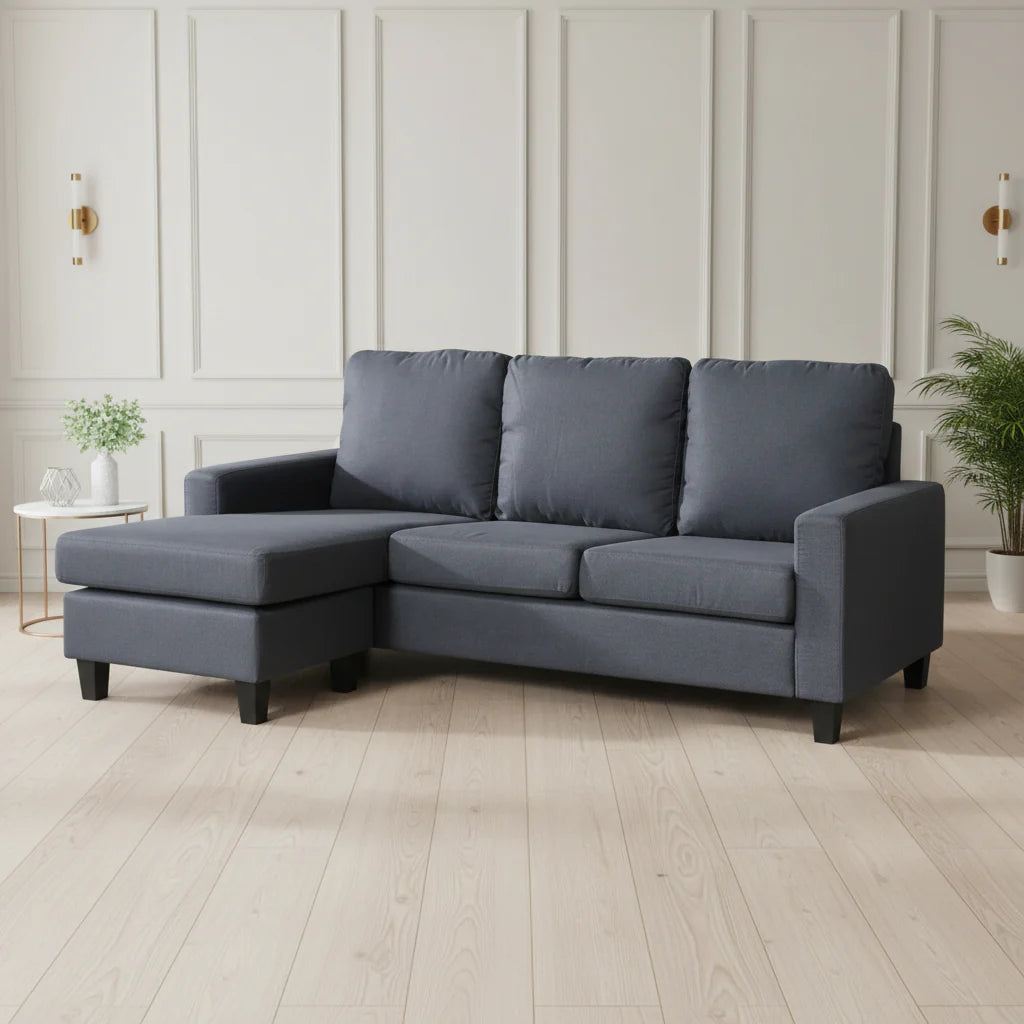 Dark Grey Fabric Universal Corner Sofa