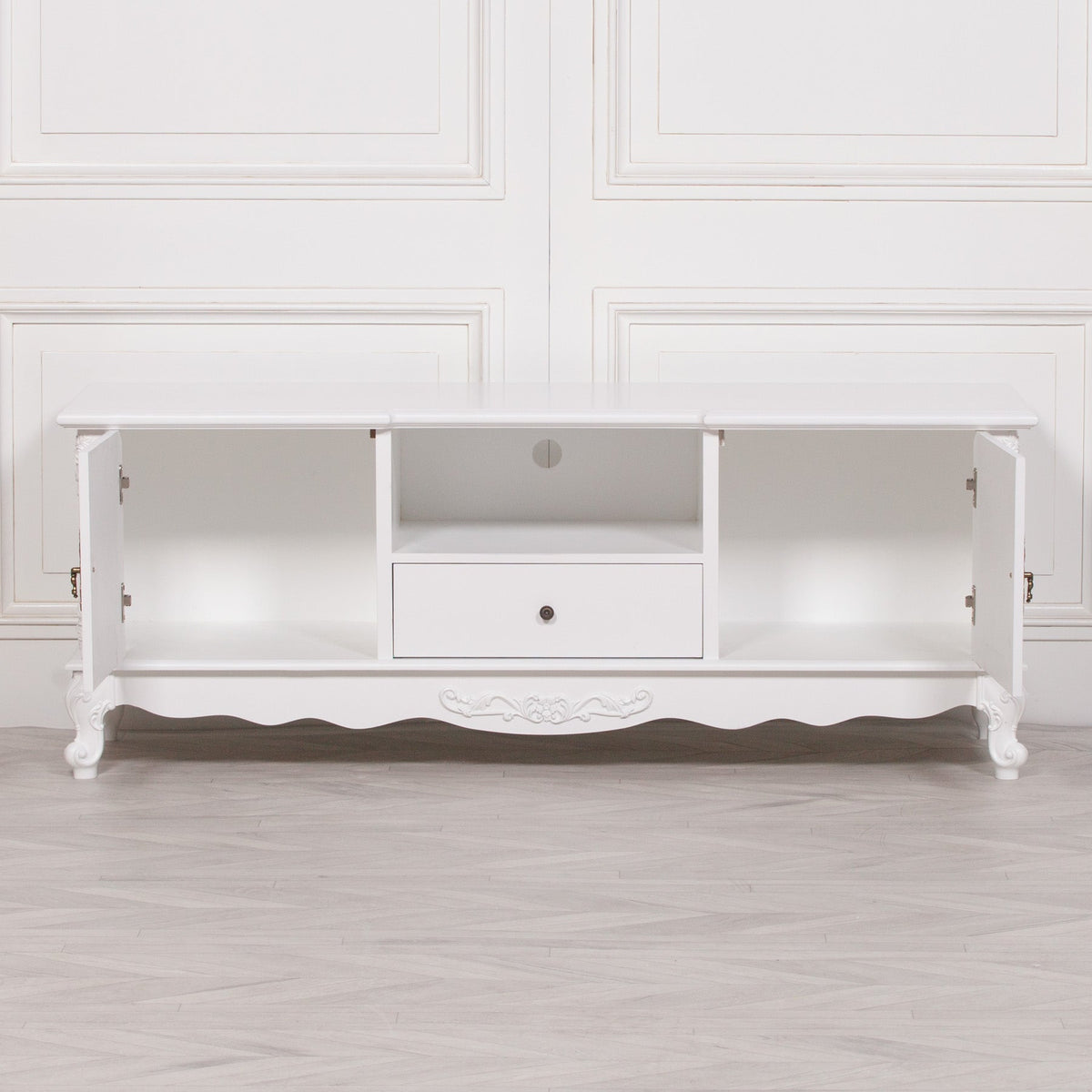 French White Large Cabinet TV Unit