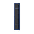 Modern Tall Thin Blue Display Cabinet