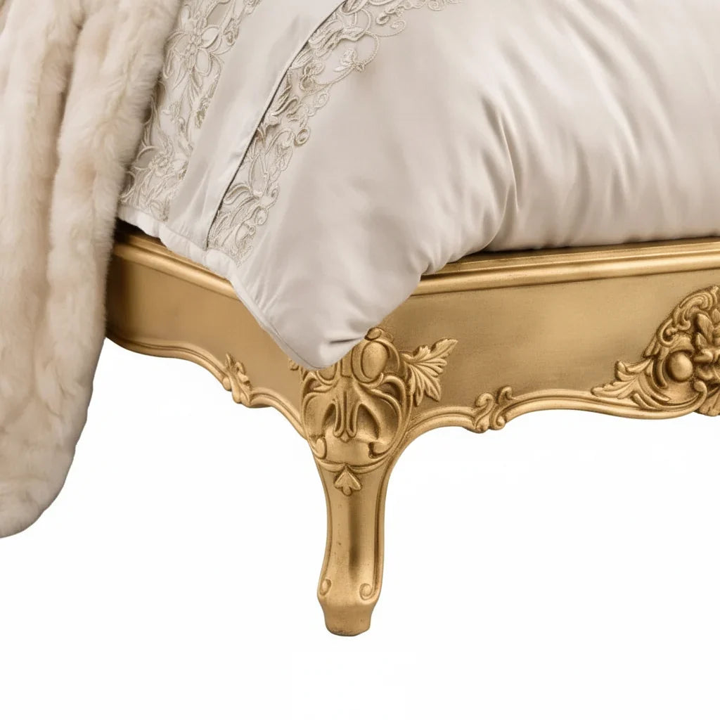 Versailles Gold Gilt Ornate Curved Bed Super Kingsize