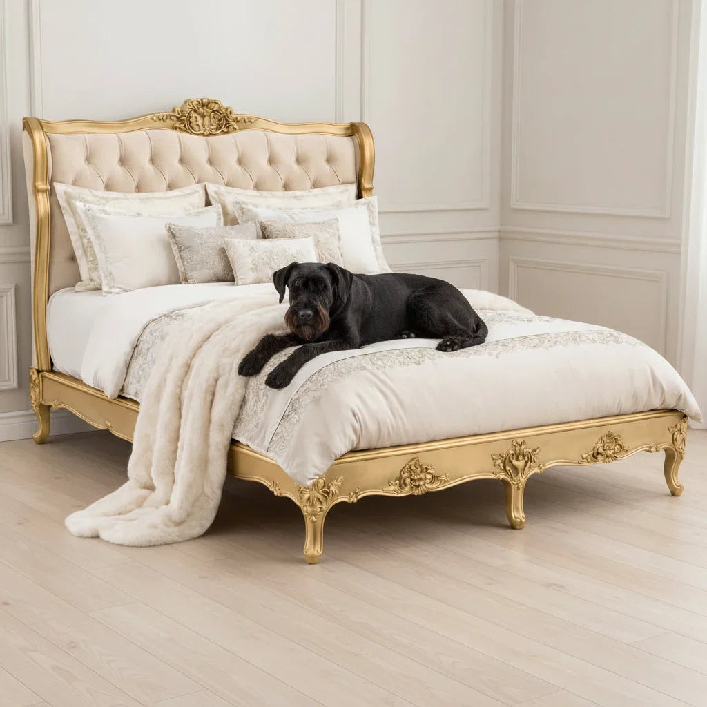 Versailles Gold Gilt Ornate Curved Bed Double