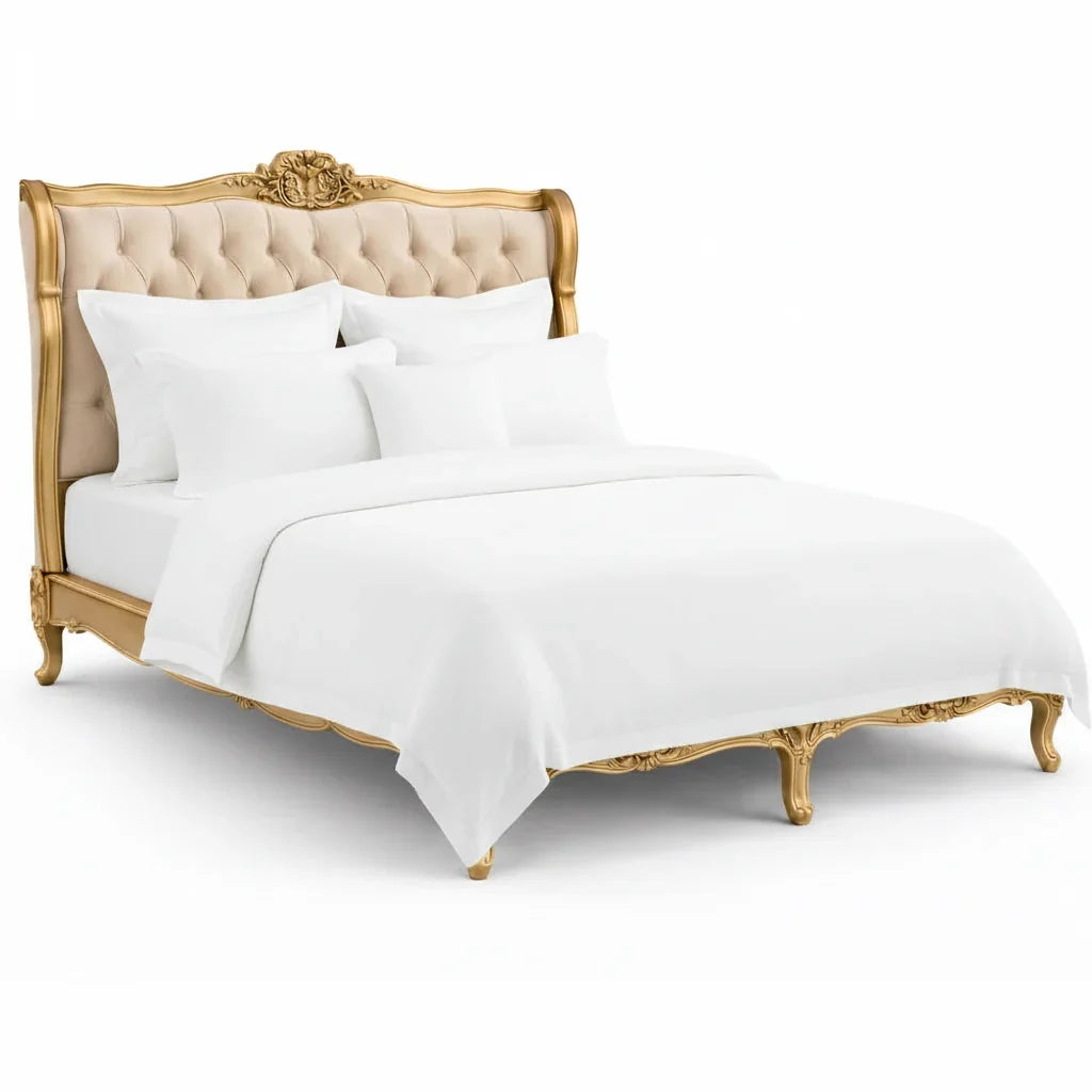 Versailles Gold Gilt Ornate Curved Bed Super Kingsize