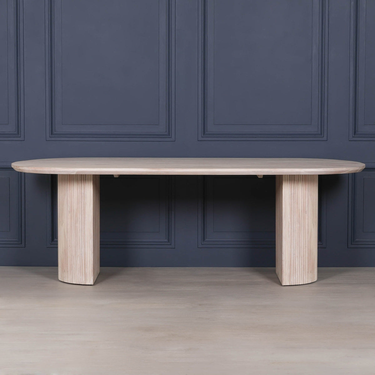 Blanche Acacia Fluted Oval Dining Table