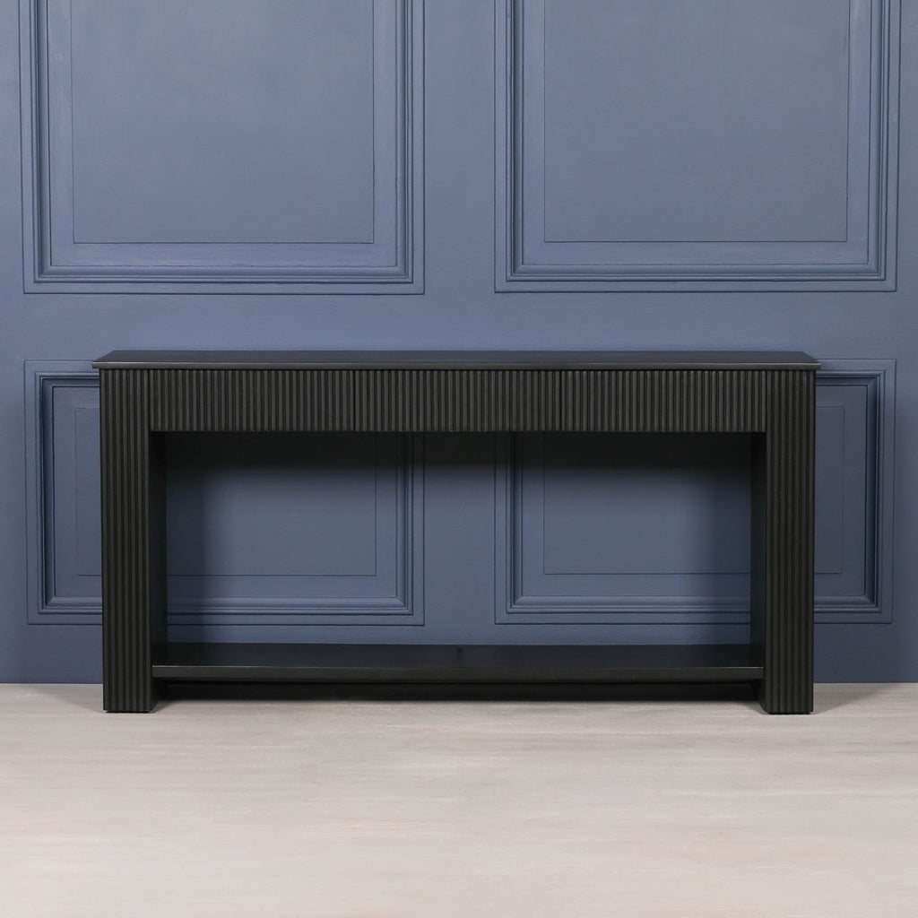 Black Painted Acacia Fluted Console Table
