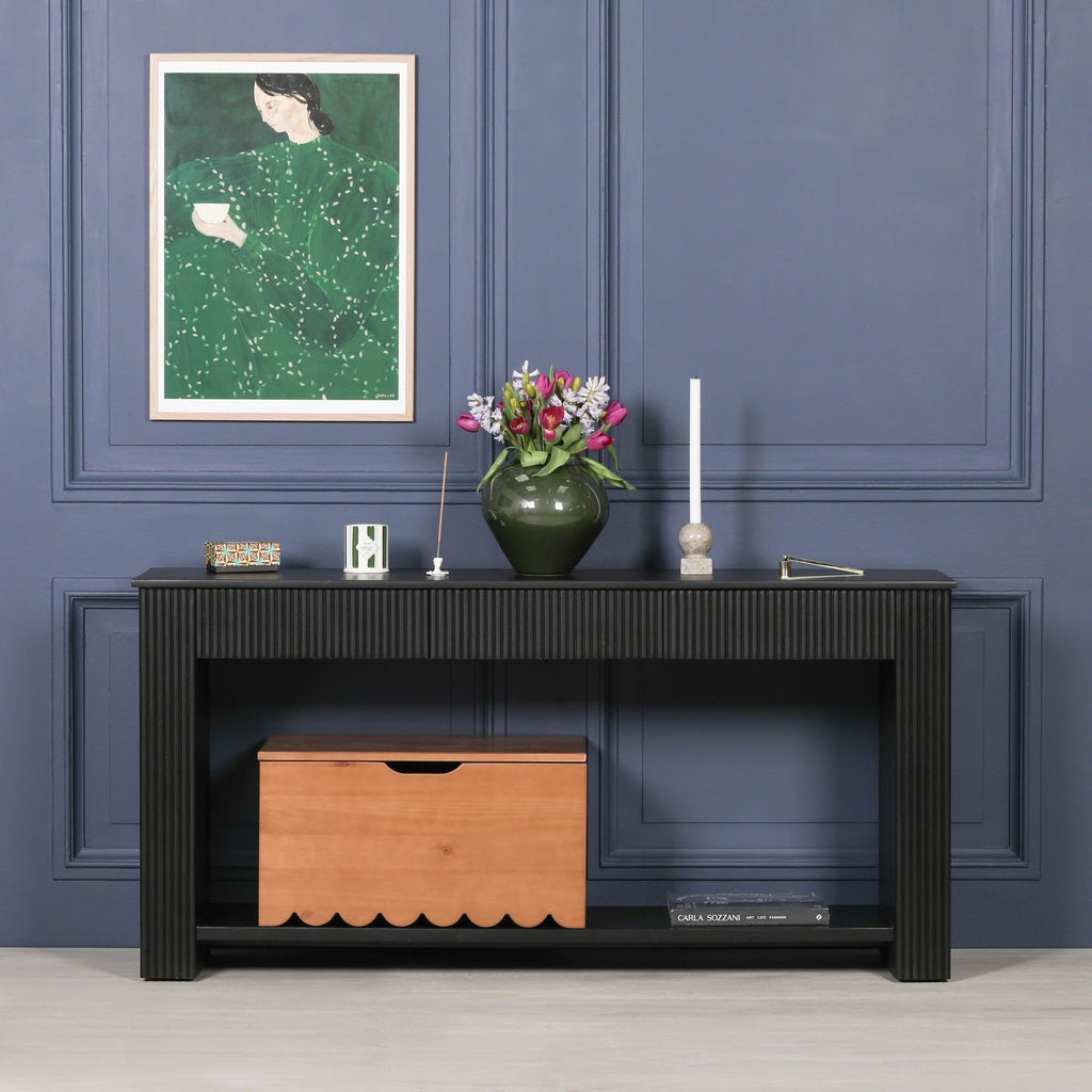 Black Painted Acacia Fluted Console Table