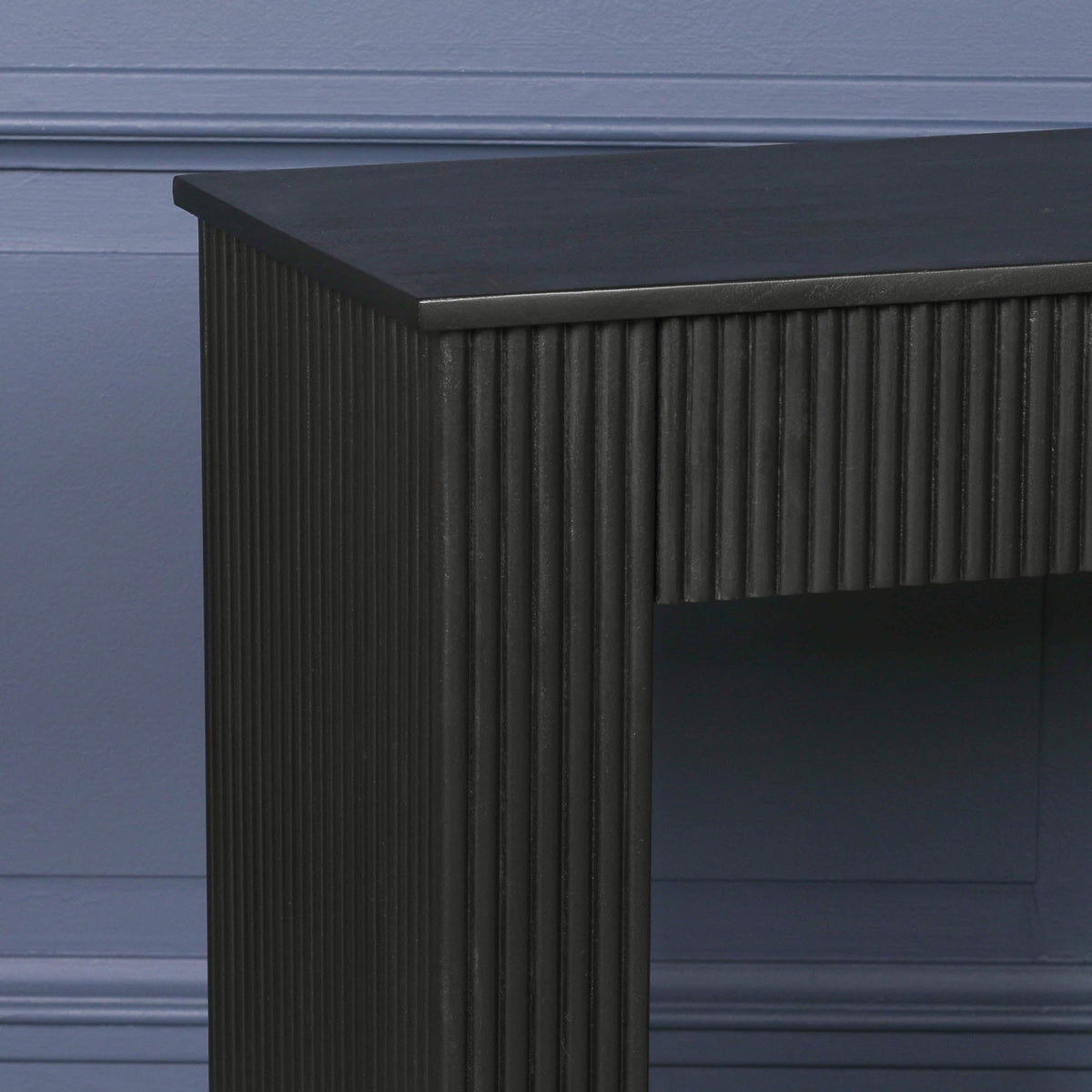 Black Painted Acacia Fluted Console Table