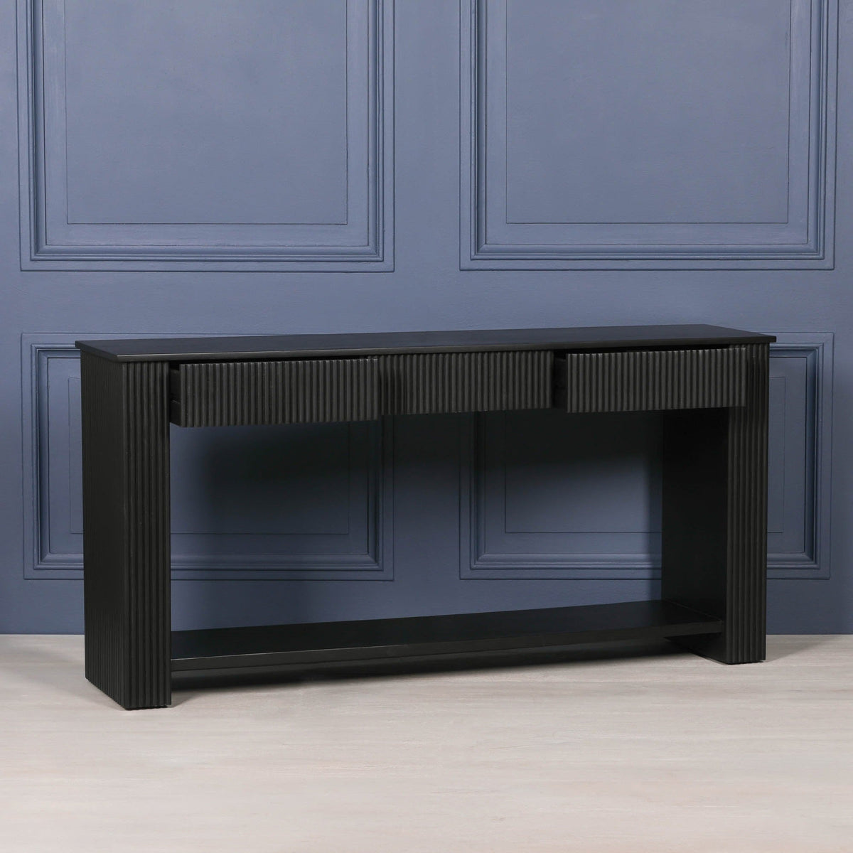 Black Painted Acacia Fluted Console Table