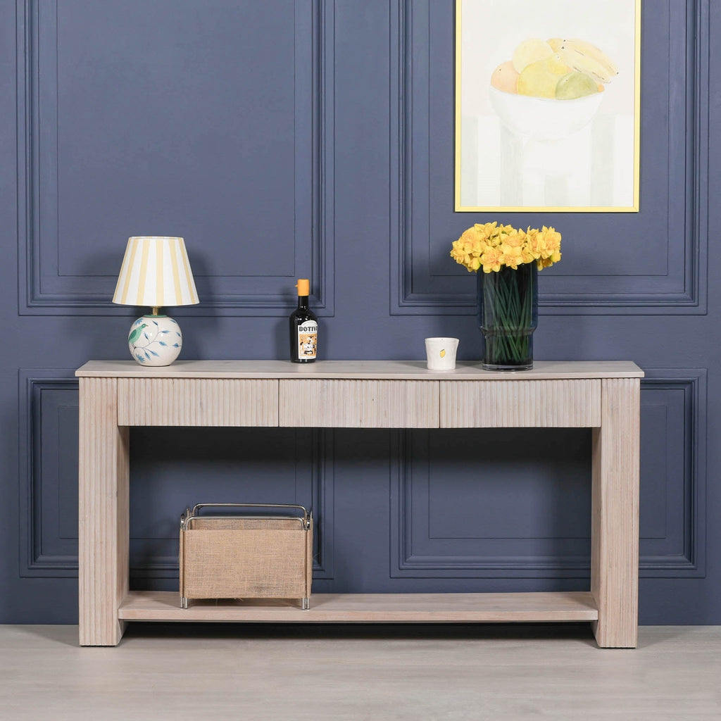 Blanche Acacia Fluted Console Table